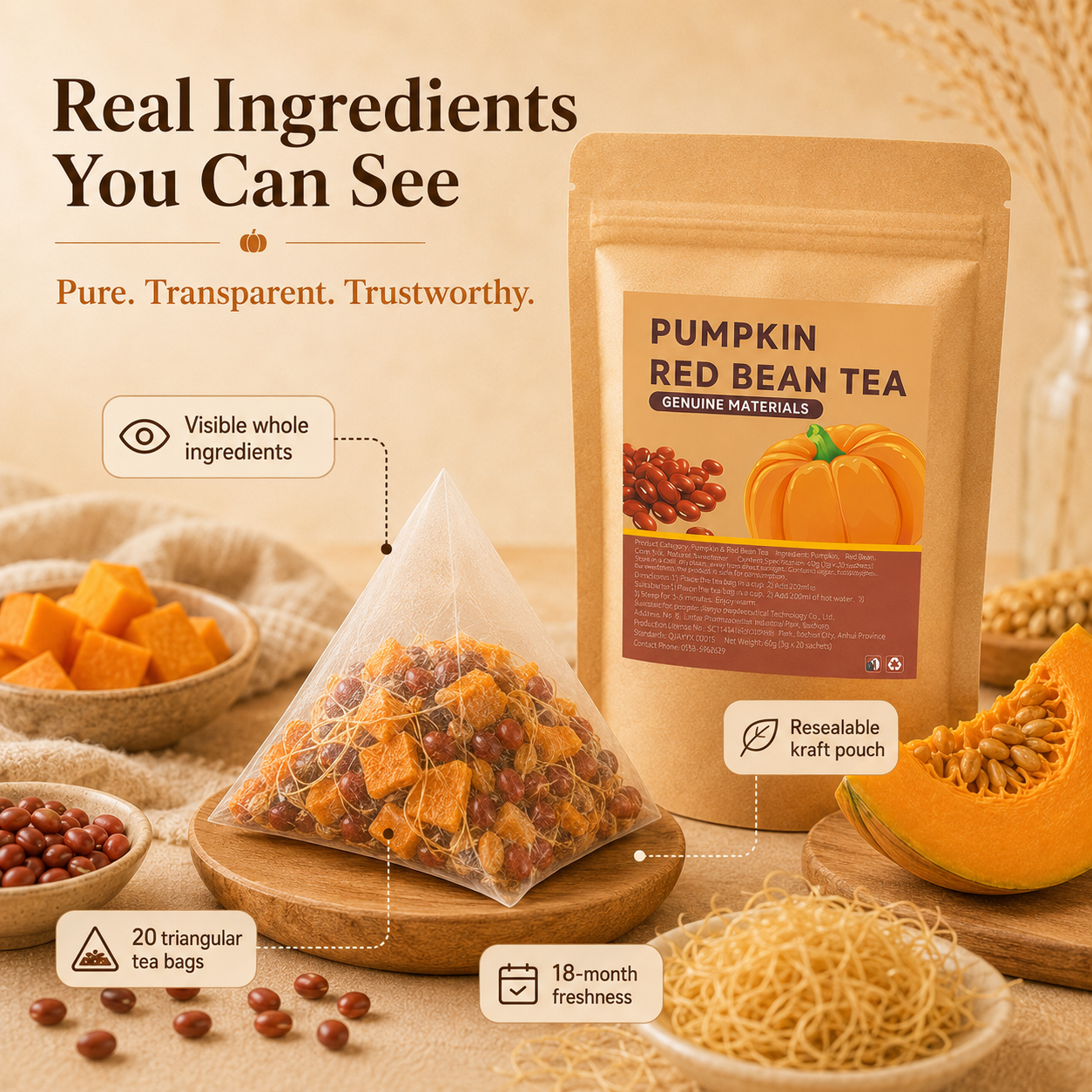 🌽Pumpkin Red Bean Corn Silk Tea-☁️ Feel Lighter Every Day-Q1