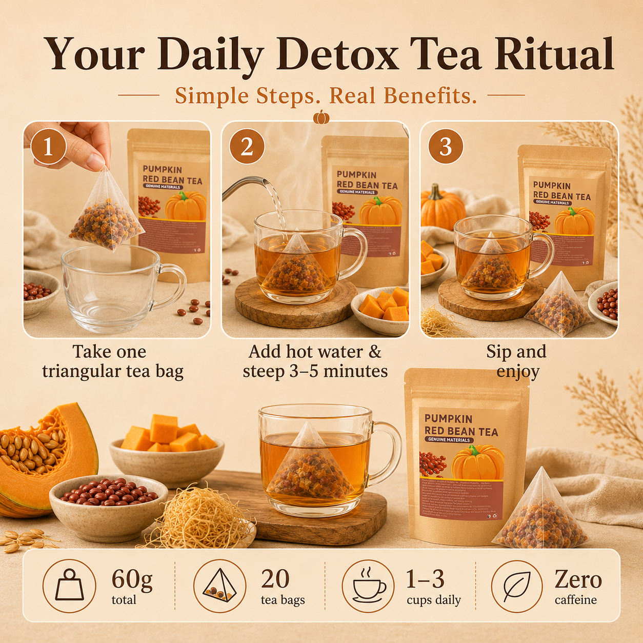 🌽Pumpkin Red Bean Corn Silk Tea-☁️ Feel Lighter Every Day-Q1